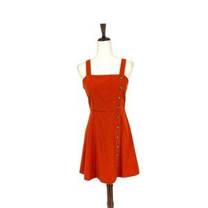 Orange Corduroy Buttoned Dress | Medium